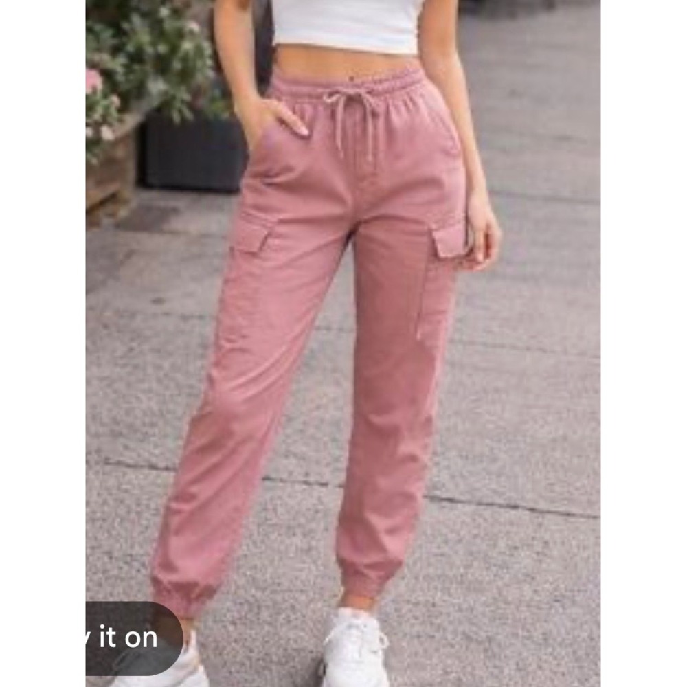 Monkey Ride Jeans Pink Cargo Jogger Ankle Pants Sz 7/28 (28x25) Elastic Skater